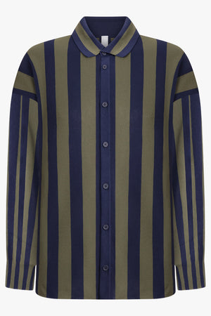 CFCL RTW Cascades Stripe L/S Oversized Shirt | Navy/Green