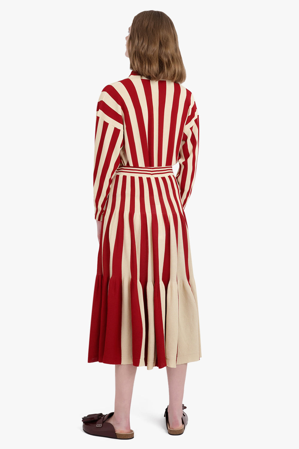 CFCL RTW Cascades Stripe L/S Oversized Shirt | Red/Beige