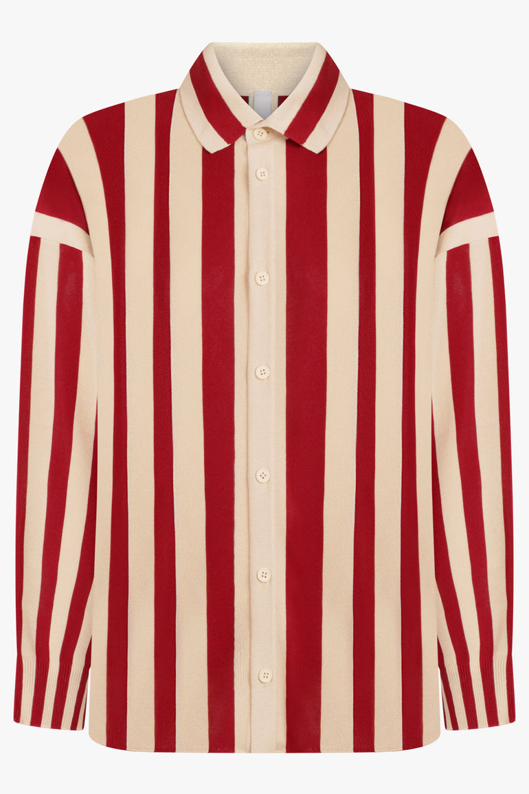 CFCL RTW Cascades Stripe L/S Oversized Shirt | Red/Beige