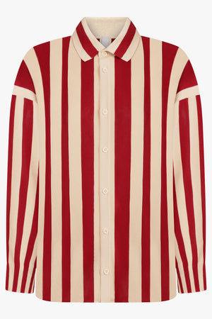 CFCL RTW Cascades Stripe L/S Oversized Shirt | Red/Beige