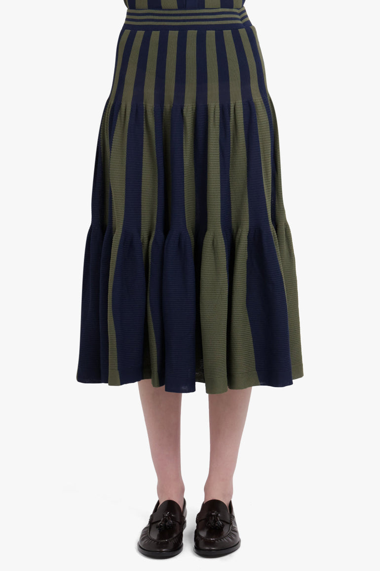 CFCL RTW Cascades Stripe Maxi Skirt | Navy/Green