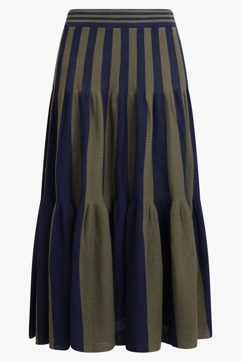 CFCL RTW Cascades Stripe Maxi Skirt | Navy/Green