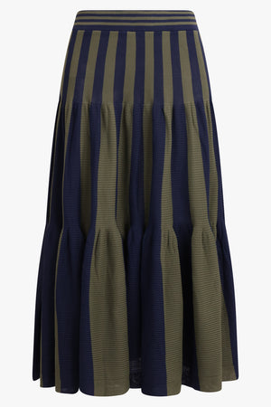 Cascades Stripe Maxi Skirt | Navy/Green