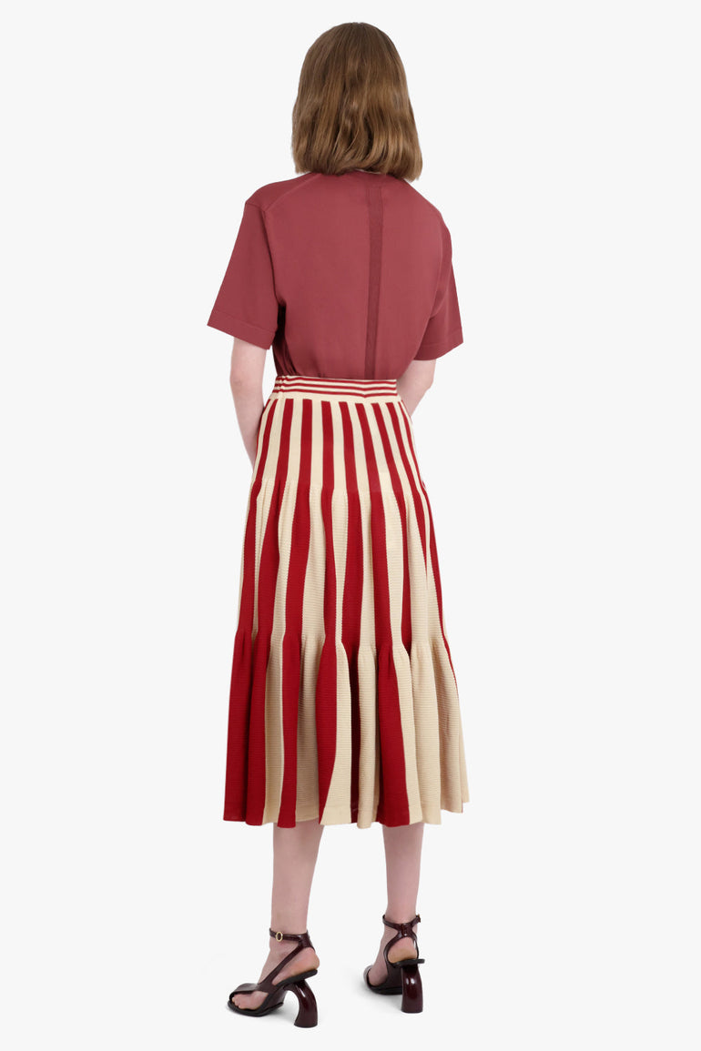 CFCL RTW Cascades Stripe Maxi Skirt | Red/Beige