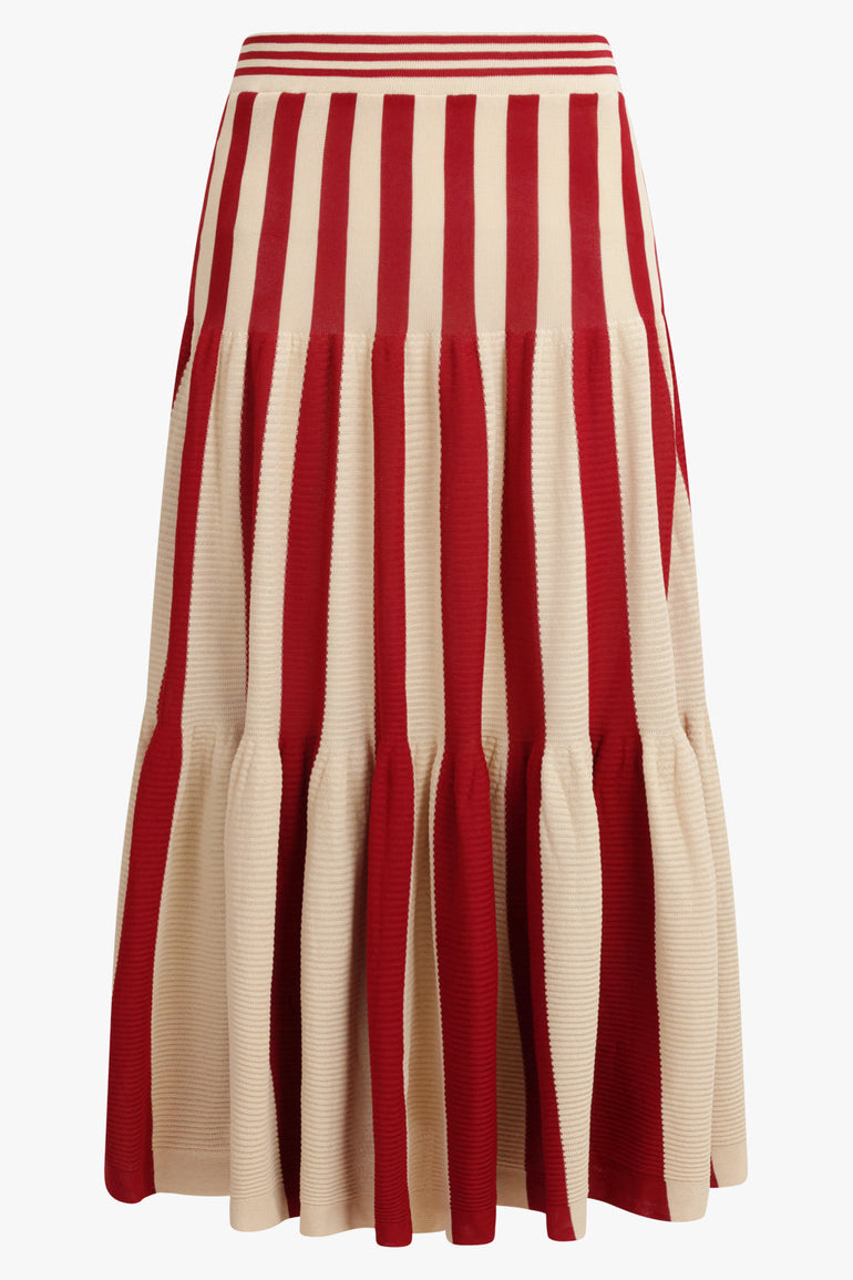 CFCL RTW Cascades Stripe Maxi Skirt | Red/Beige