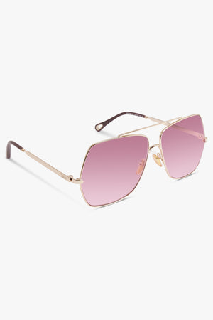 CHLOE ACCESSORIES GOLD / PINK CH02785 Rectangular Solared Sunglasses | Gold/Red