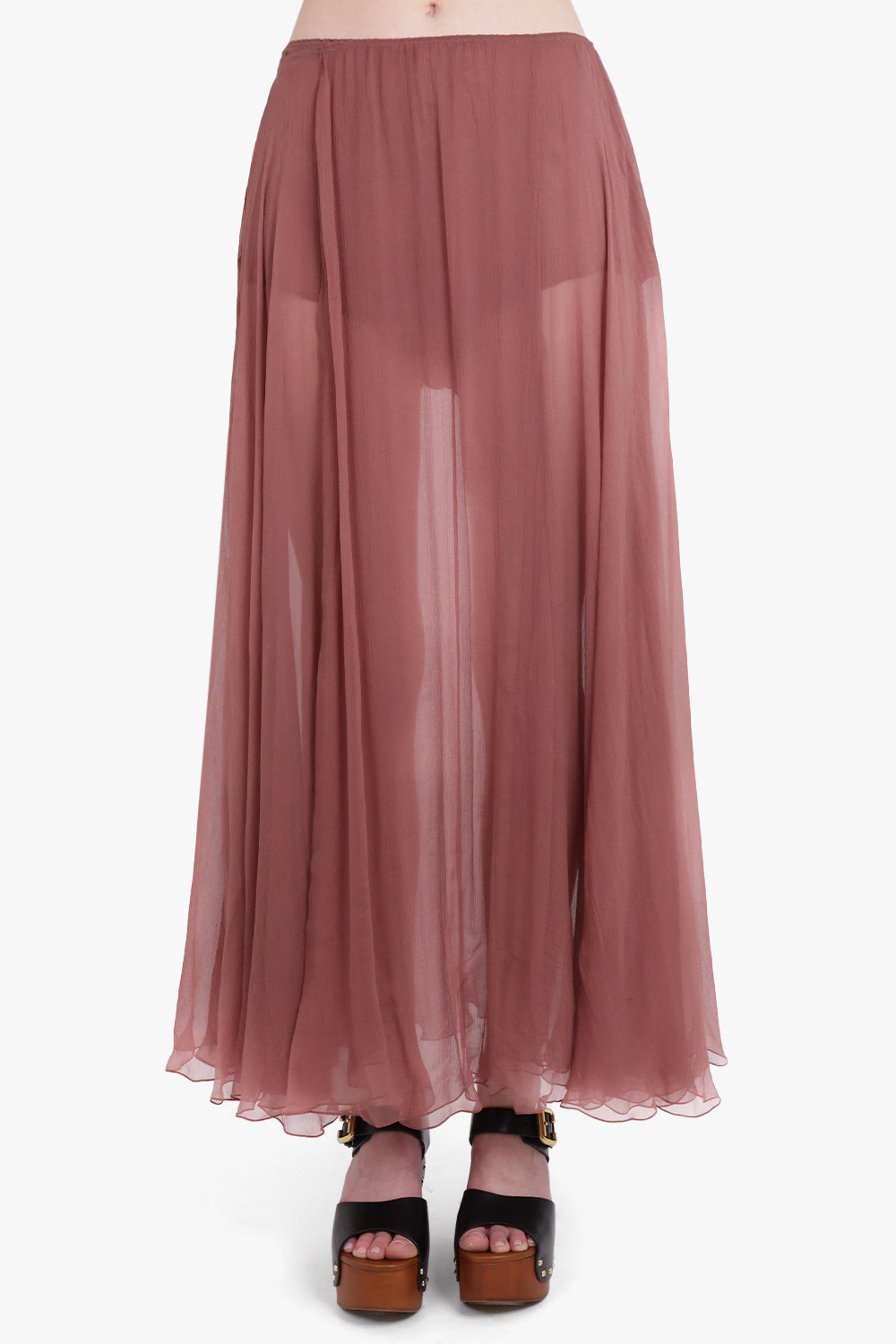 CHLOE RTW Gathered Flow Maxi Skirt | Woodrose Pink