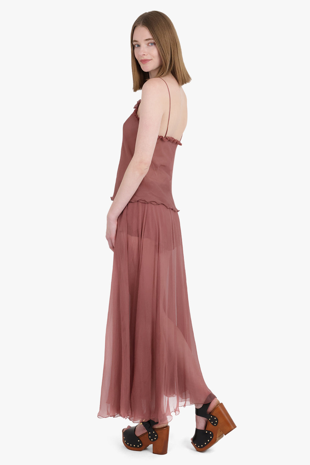 CHLOE RTW Gathered Flow Maxi Skirt | Woodrose Pink