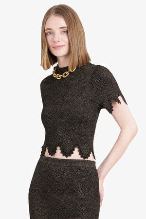 CHLOE RTW Scalloped Lurex Crop Top | Black