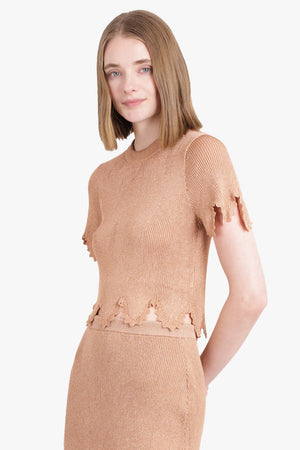 CHLOE RTW Scalloped Lurex Crop Top | Lovely Beige