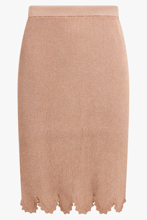 CHLOE RTW Scalloped Lurex Midi Skirt | Lovely Beige