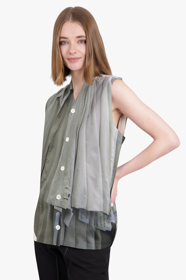 COMME DES GARCONS HOMME PLUS RTW Hanging Clothes Print Vest | White/Grey