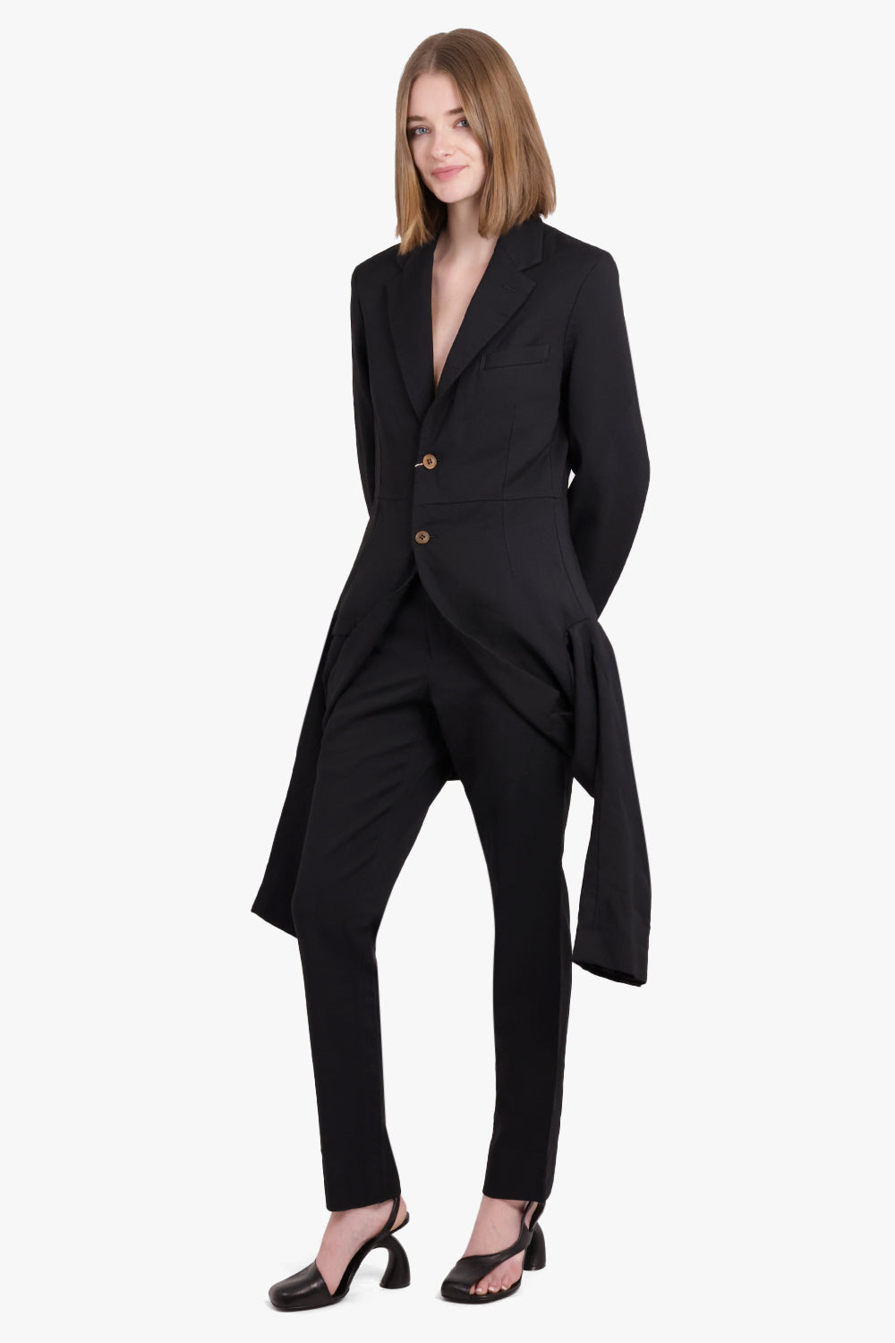 COMME DES GARCONS HOMME PLUS RTW Single Breasted Mirrored Jacket with Double Sleeve Detail | Black