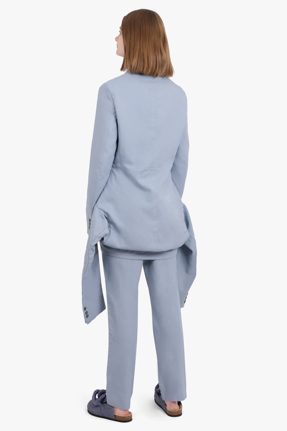 COMME DES GARCONS HOMME PLUS RTW Single Breasted Mirrored Jacket with Double Sleeve Detail | Grey Blue