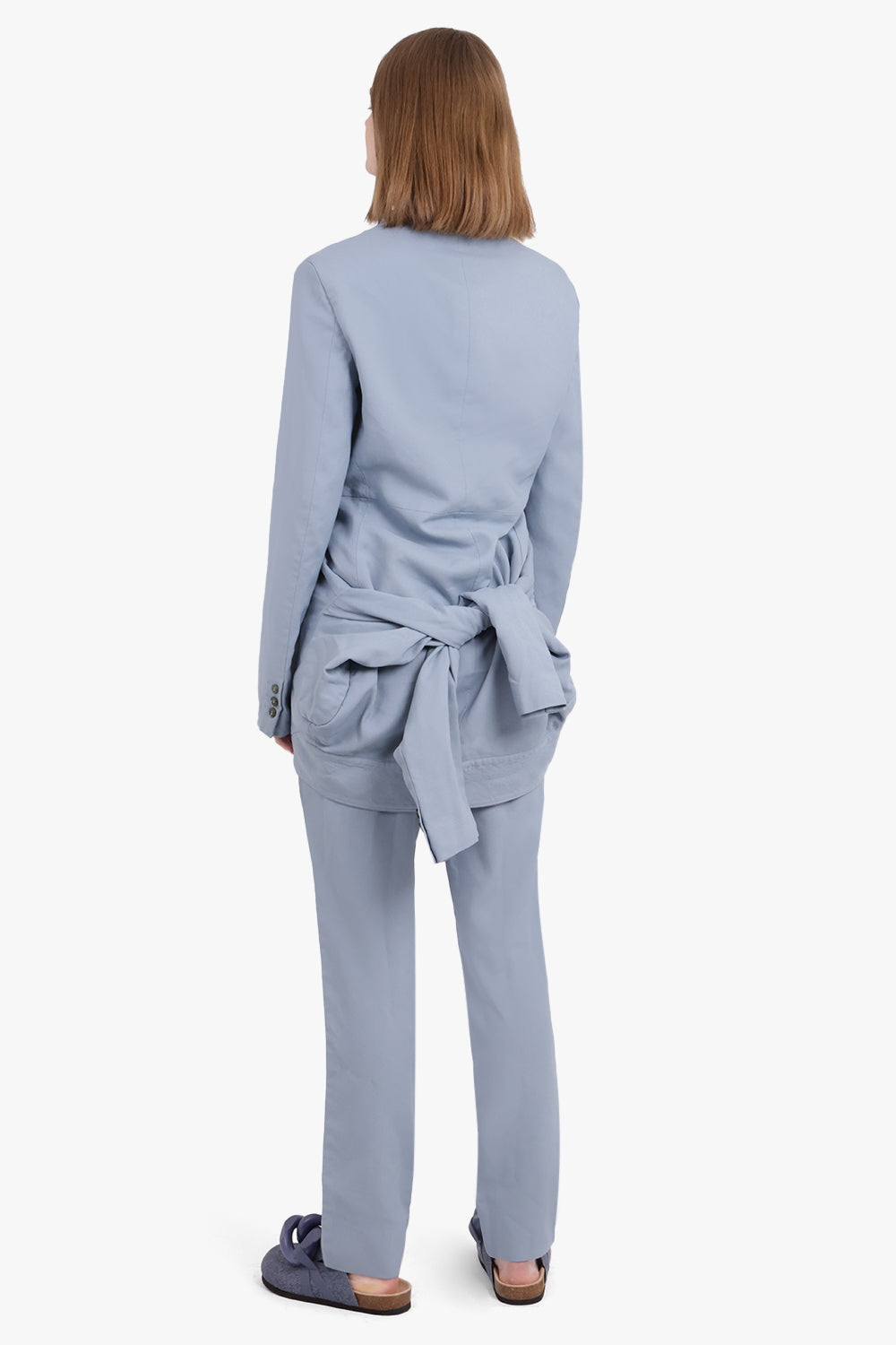 COMME DES GARCONS HOMME PLUS RTW Single Breasted Mirrored Jacket with Double Sleeve Detail | Grey Blue