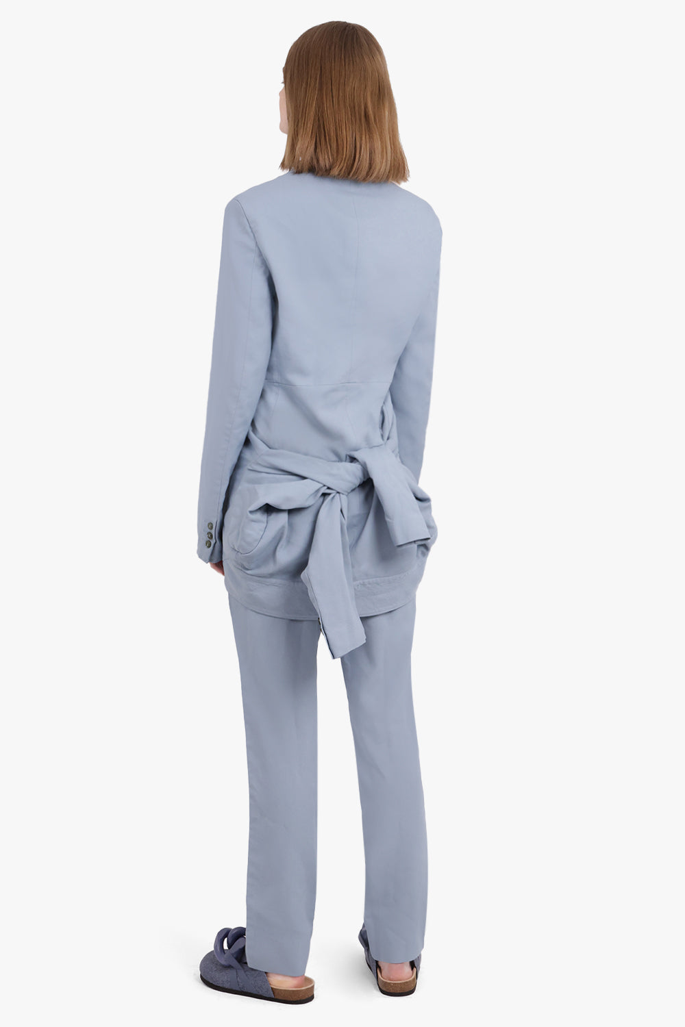 COMME DES GARCONS HOMME PLUS RTW Single Breasted Mirrored Jacket with Double Sleeve Detail | Grey Blue