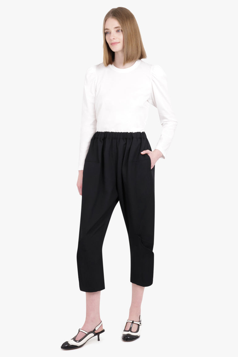 COMME DES GARCONS RTW Crop Tapered Elastic Waistband | Black