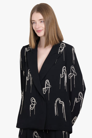 DRIES VAN NOTEN RTW Caplana Embellished Double Breasted Jacket | Black