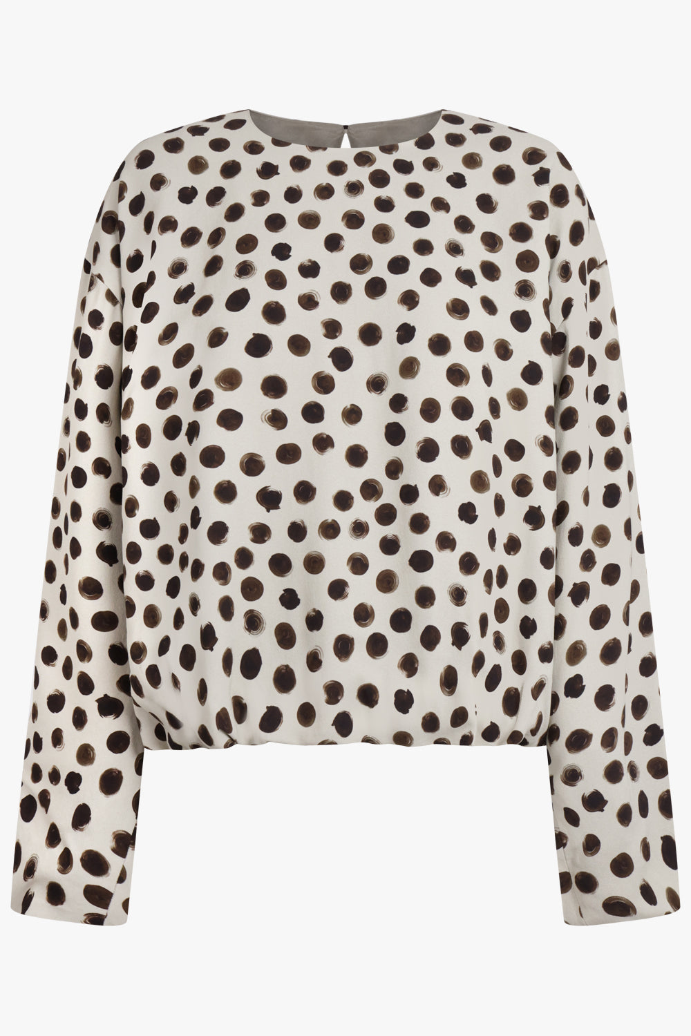 DRIES VAN NOTEN RTW Capo Polka Dot Print L/S Top | Ecru/Brown