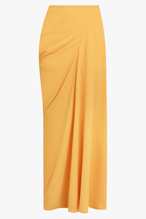 DRIES VAN NOTEN RTW Saren Asymmetric Ruched Maxi Skirt | Orange