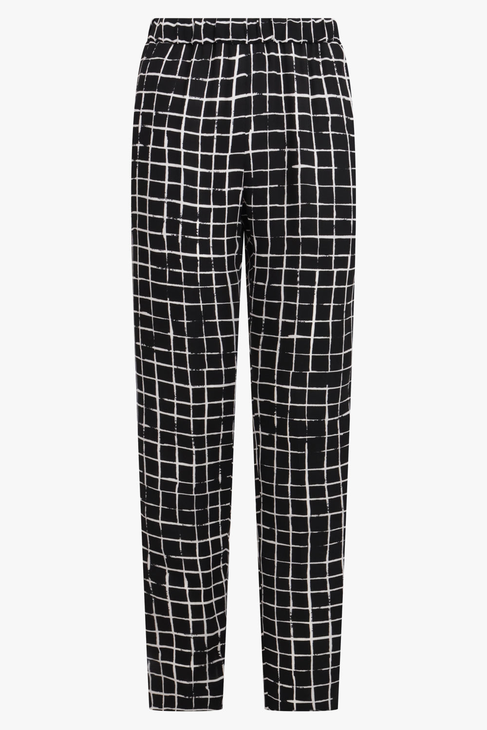 DRIES VAN NOTEN RTW Palmira Check Print Tapered Pant | Black/White