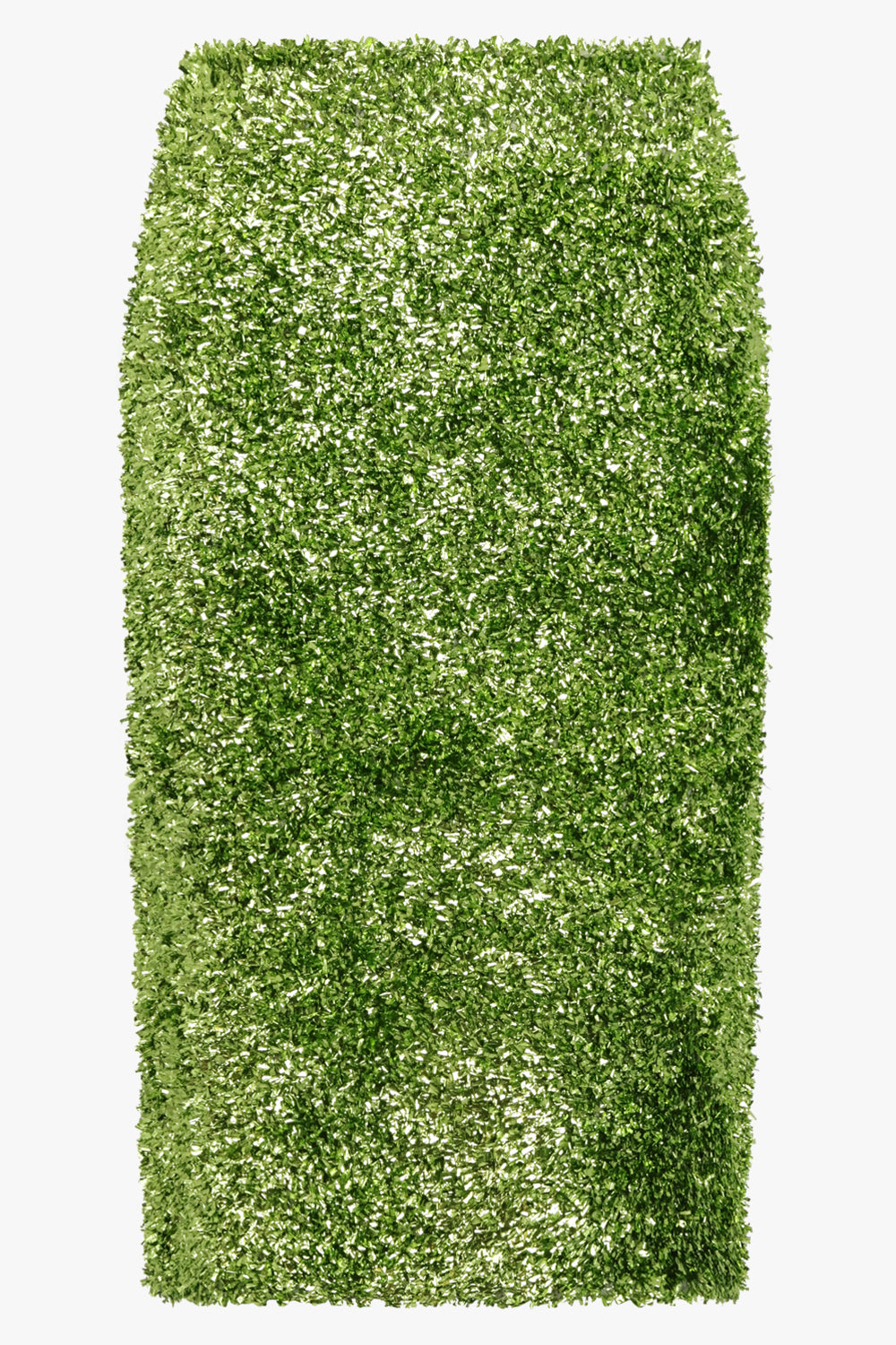 DRIES VAN NOTEN RTW Temple Tinsel Straight Midi Skirt | Green