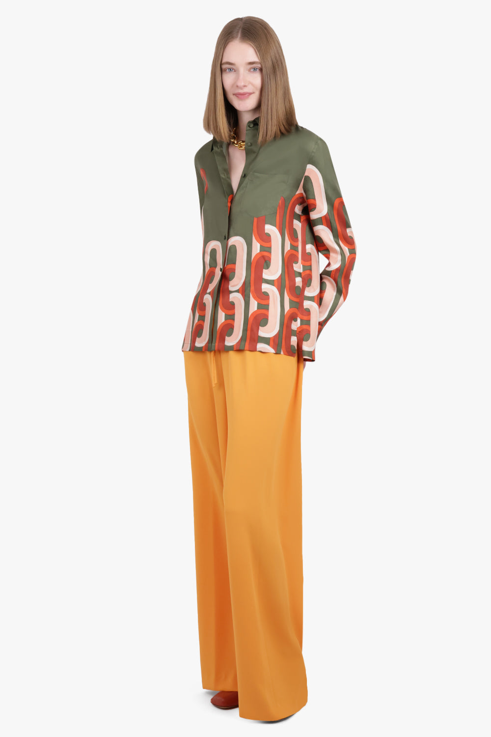 DRIES VAN NOTEN RTW Puvis Wide Leg Drawstring Pant | Orange