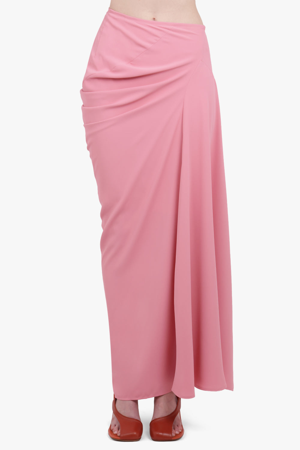 DRIES VAN NOTEN RTW Saren Asymmetric Ruched Maxi Skirt | Pink