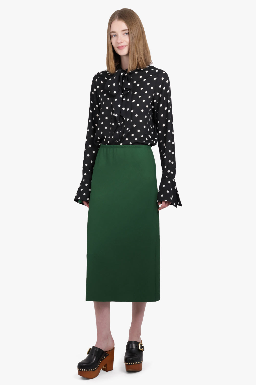 DRIES VAN NOTEN RTW Separ Straight Midi Skirt | Emerald