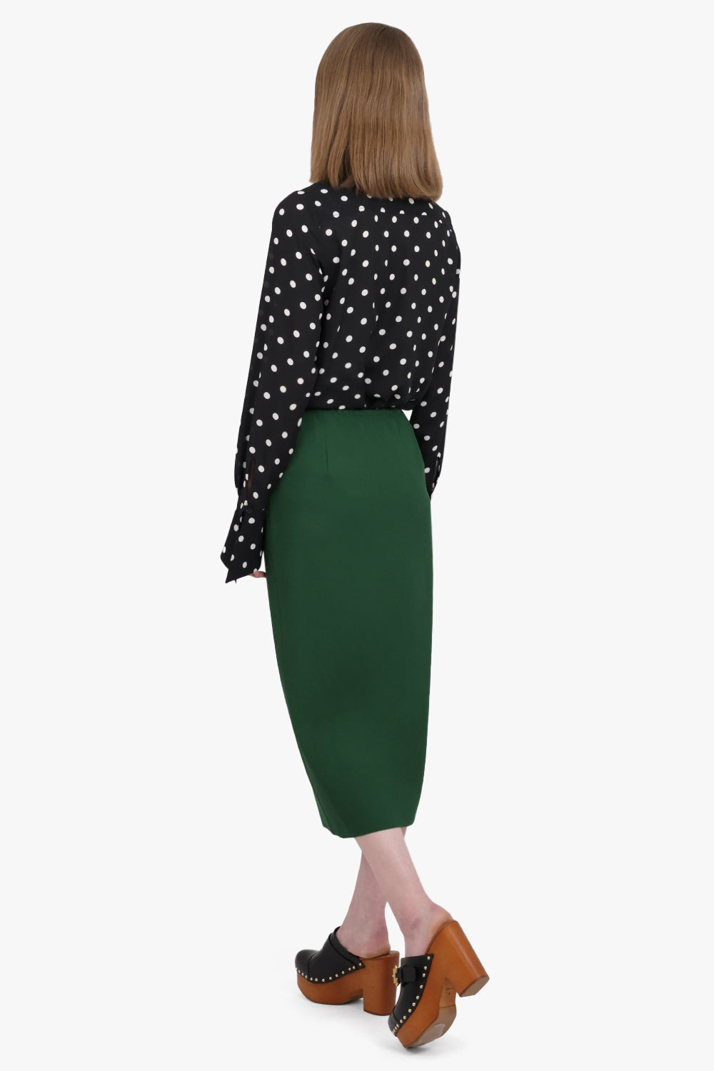 DRIES VAN NOTEN RTW Separ Straight Midi Skirt | Emerald