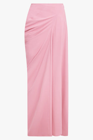 DRIES VAN NOTEN RTW Saren Asymmetric Ruched Maxi Skirt | Pink