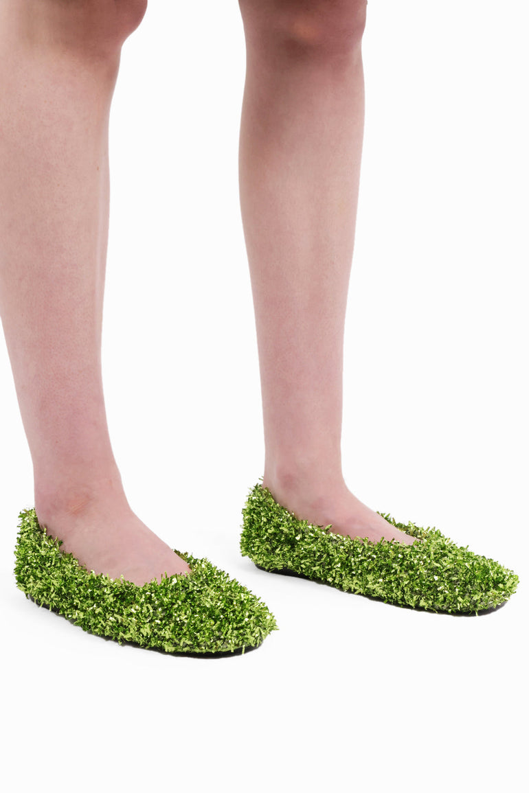 DRIES VAN NOTEN SHOES Tinsel Ballet Flat | Green