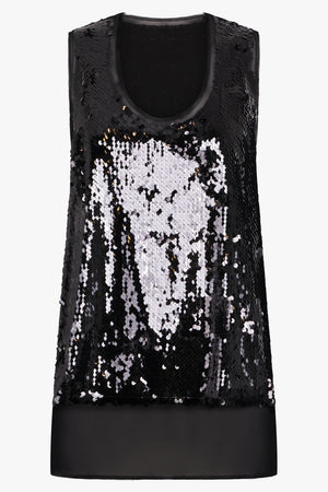 COMME DES GARCONS RTW Fishscale Sequin Overlay S/Less Top | Black