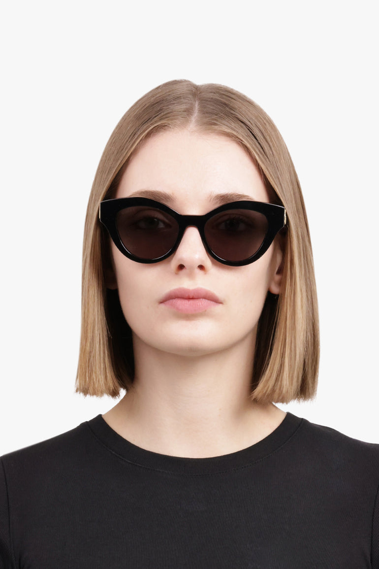 GUCCI ACCESSORIES BLACK / BLACK GG0957S 51 Round Cat Eye Sunglasses | Black