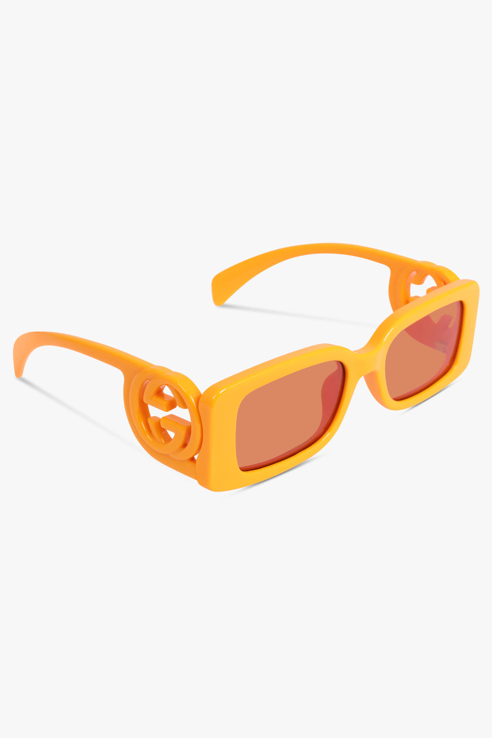 GUCCI ACCESSORIES ORANGE / ORANGE GG1325S 54 Rectangle Frame Side Logo Sunglasses | Orange