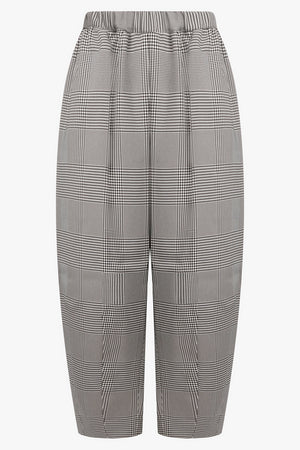 Glencheck Print Tapered Balloon Pant | Grey