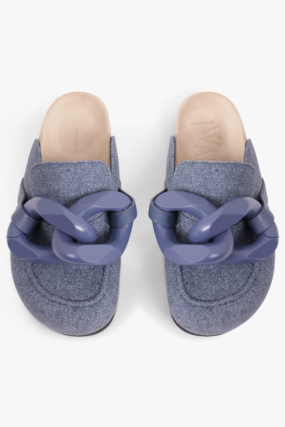 JW ANDERSON SHOES Chain Mule Slip on Loafer | Denim Print