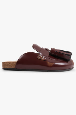 Tassel Mule Slip on Loafer | Burgundy