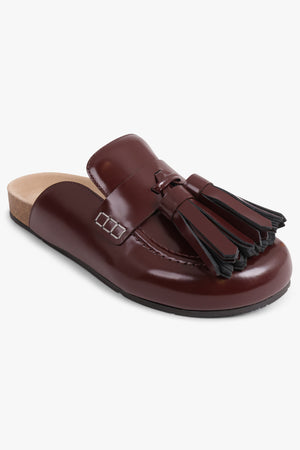 Tassel Mule Slip on Loafer | Burgundy