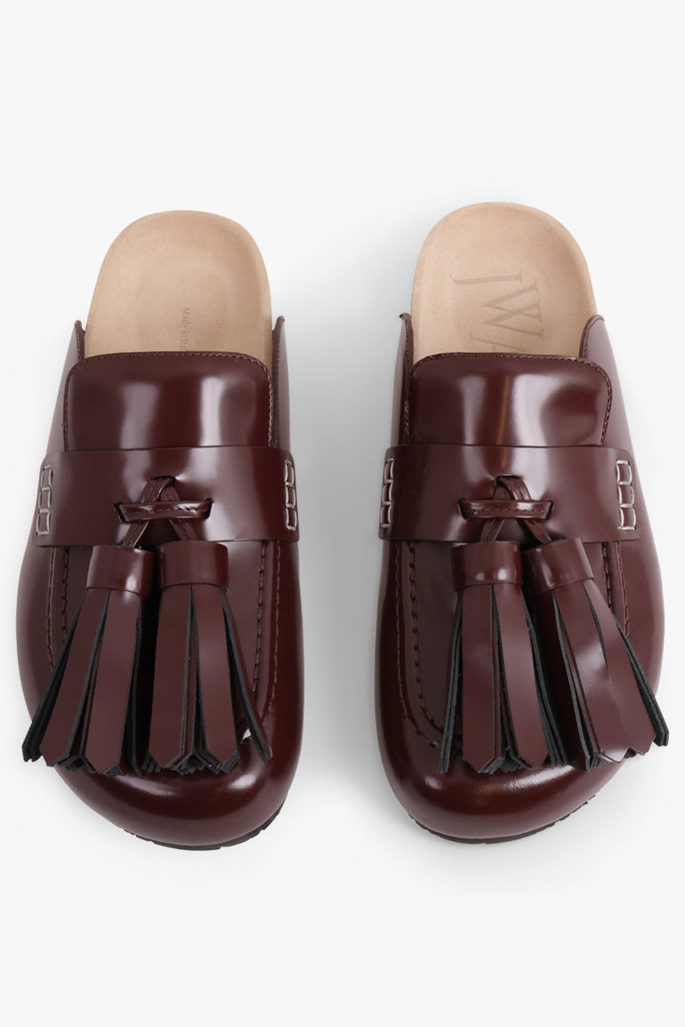 JW ANDERSON SHOES Tassel Mule Slip on Loafer | Burgundy