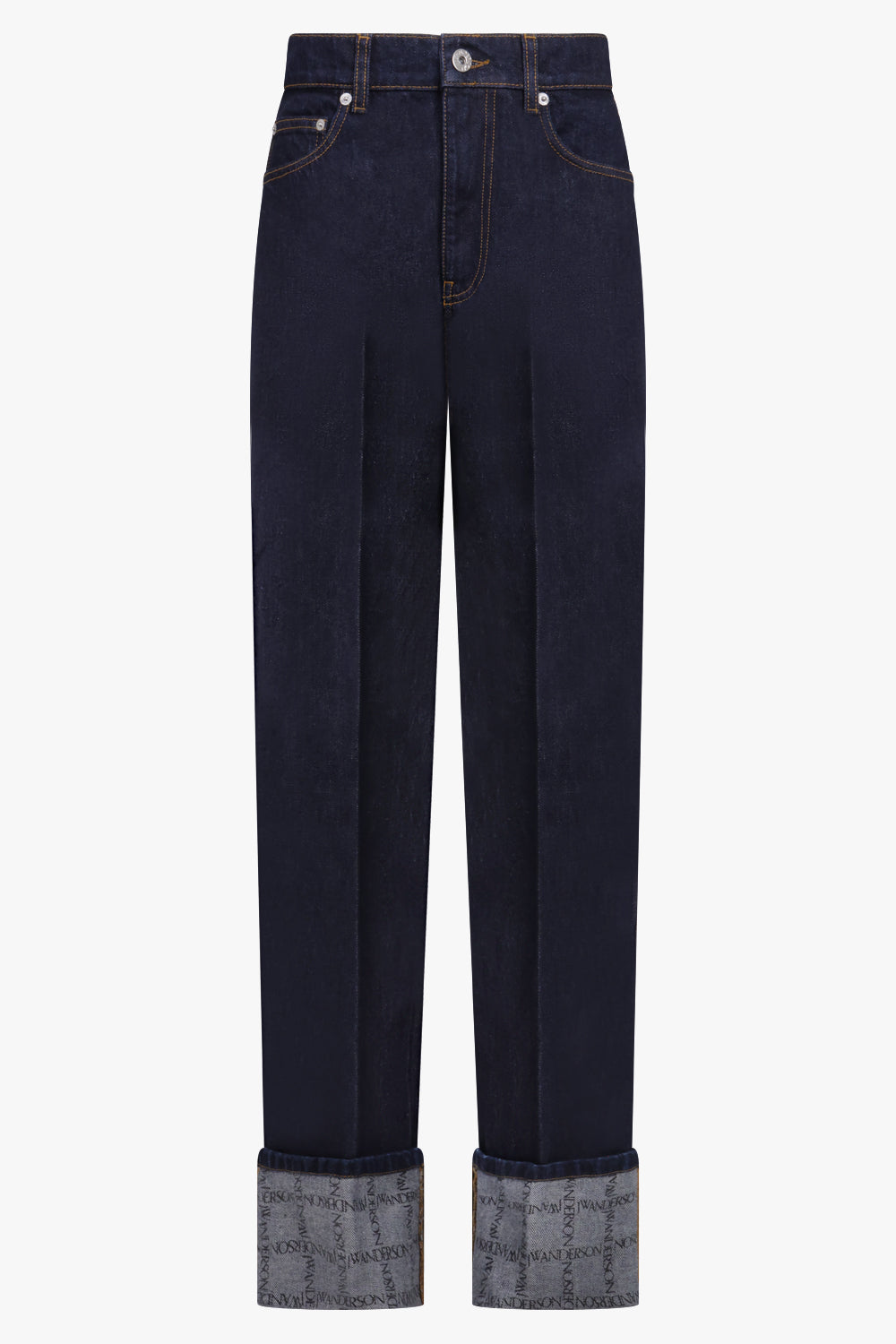 JW ANDERSON RTW Turn Up Logo Workwear Jean Pant | Indigo Blue