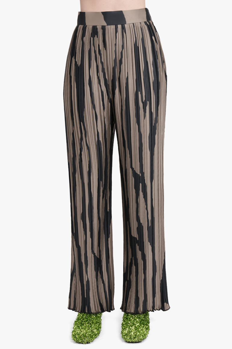 LANVIN RTW Abstract Stripe Pleat Wide Leg Pant | Grey/Black