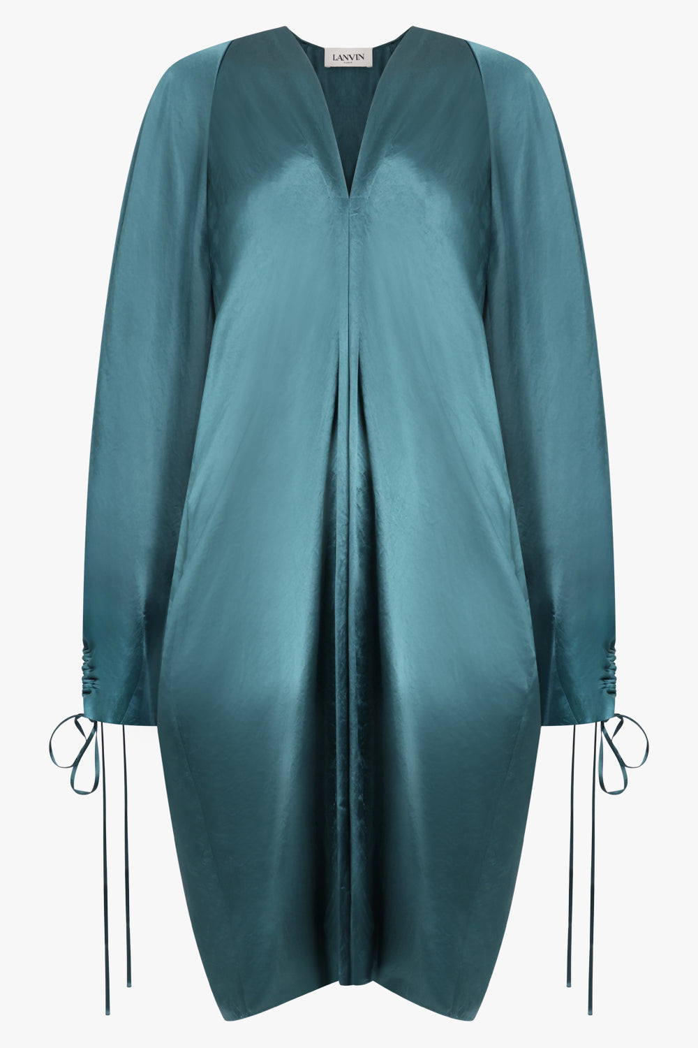 LANVIN RTW Balloon Sleeve V-Neck Midi Dress | Forest Green