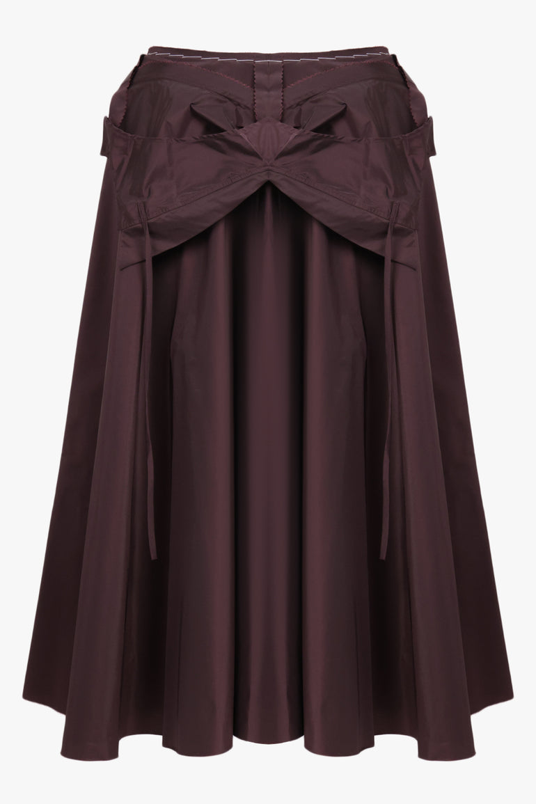 MAISON MARGIELA RTW Disassembled Pleat Midi Skirt | Burgundy