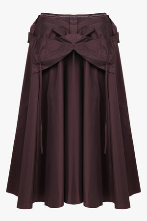 MAISON MARGIELA RTW Disassembled Pleat Midi Skirt | Burgundy