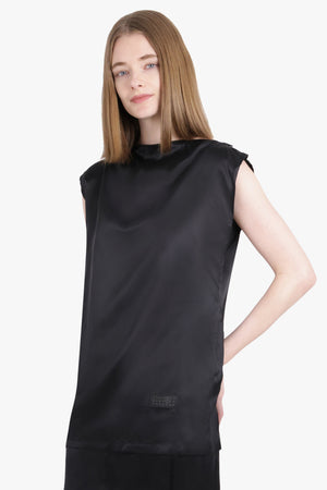 MM6 BY MAISON MARGIELA RTW Drape S/Less Boat Neck Top | Black