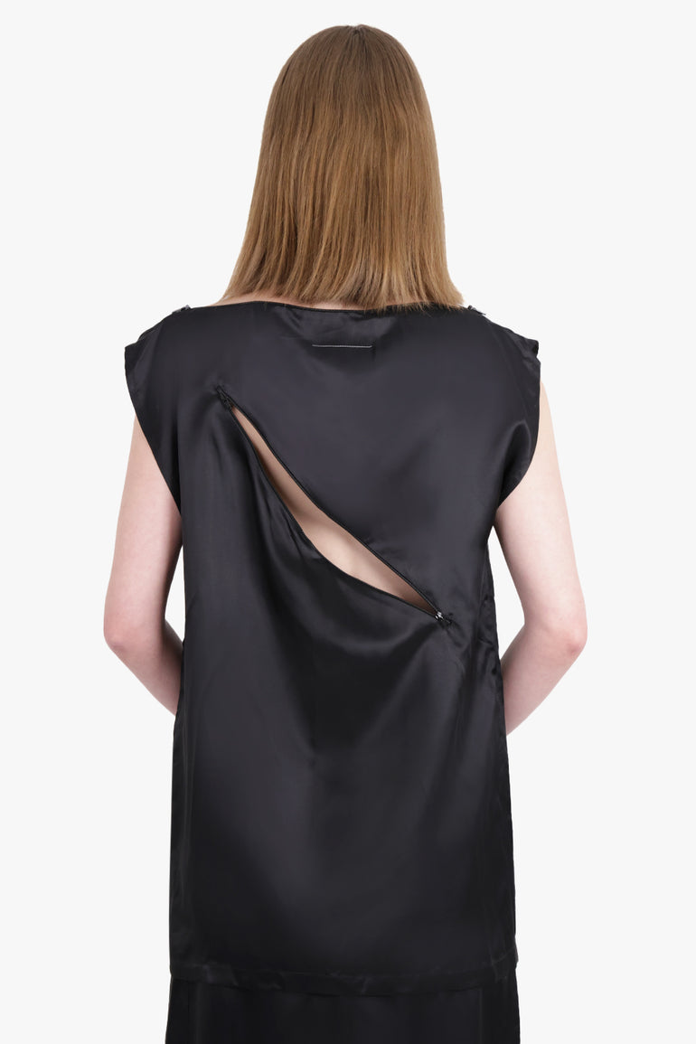 MM6 BY MAISON MARGIELA RTW Drape S/Less Boat Neck Top | Black