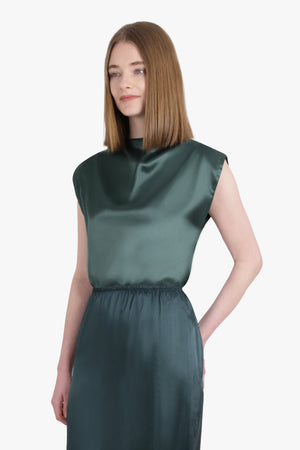 MM6 BY MAISON MARGIELA RTW Drape S/Less Boat Neck Top | Green