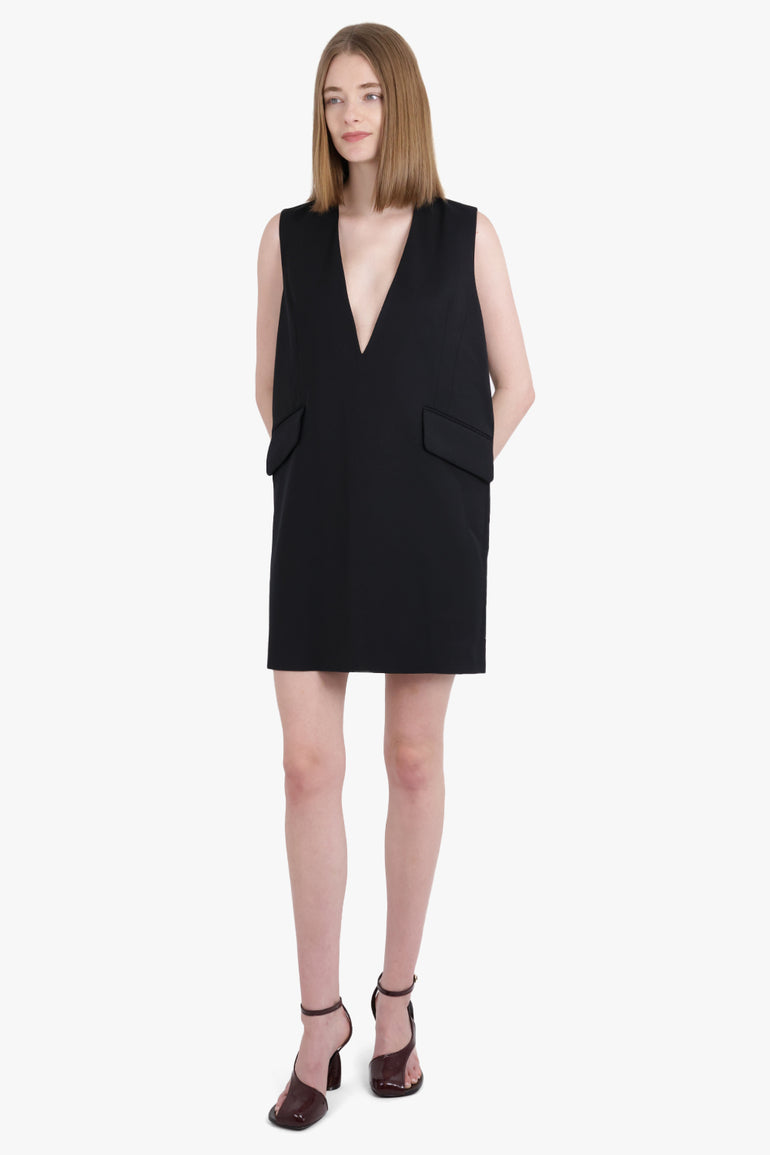 MM6 BY MAISON MARGIELA RTW Suiting V-Neck Mini Dress | Black