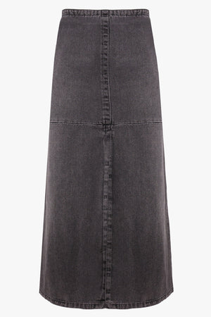 MM6 BY MAISON MARGIELA RTW WASHED DENIM FRONT SLIT MIDI SKIRT | WASHED GREY